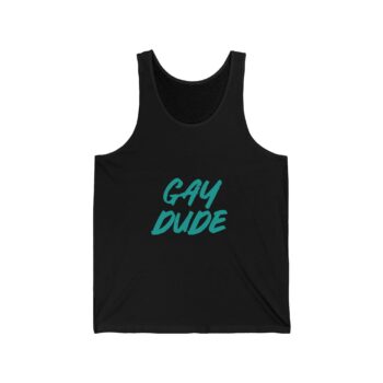 Gay Dude - Jersey Tank Top (with Aqua Text)